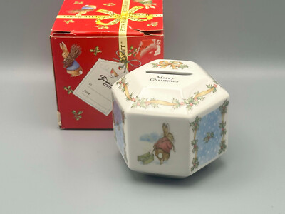 Wedgwood Beatrix Potter Peter Rabbit Frohe Weihnachten Spardose verpackt.