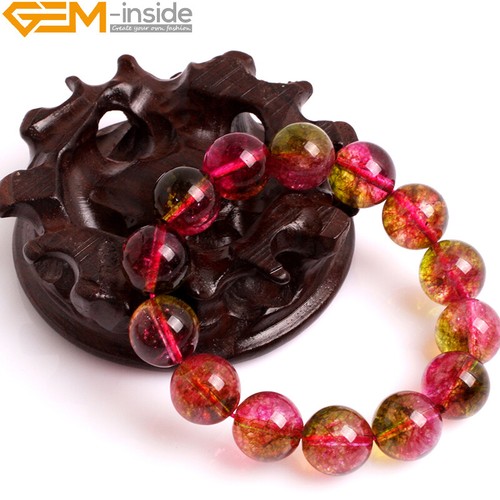Brazalete Dije Natural Crackle Turmalina Rosa Fresa Elástico Pulsera - Imagen 68 de 88
