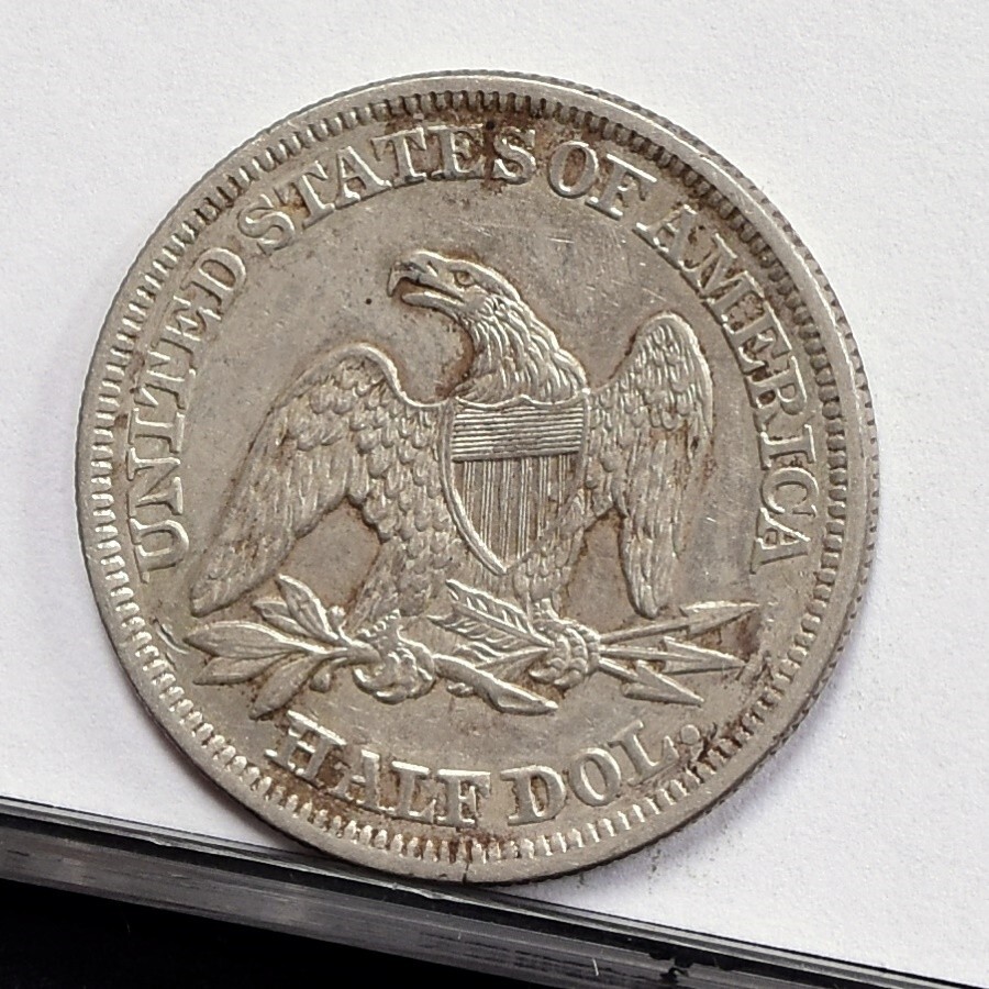 a♡ 1857 Liberty Seated Half Dollar - Ch XF Details, Cleaned
