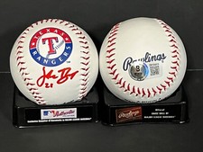 Jake Burger Rangers Auto Signed LOGO Baseball Beckett WITNESS Hologram