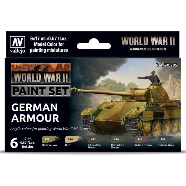 Vallejo German Camouflage 194344 AFV Paint Set (6 Colors) Hobby and