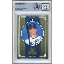 Michael Young Signed 2005 Diamond Kings #230 BGS Auto 10 BAS Slabbed Rangers MLB