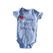 Baby One Piece Mommy Mother  s Day 0-3 Months Mom Blue 100 Cotton