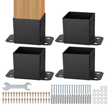 VEVOR 4 Pack 6x6 Post Base Brackets Heavy Duty Wood Post Fence Post Anchor