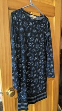 MICHAEL KORS Womens Blue/ Black Paisley Long Sleeve Dress Straight Dress, Size S