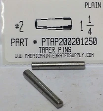 #2X1-1/4 TAPER PINS STEEL PLAIN .193" LARGE END DIAMETER (10)