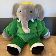 King Babar the Elephant Vintage large 20"sof plush toy removable jacket