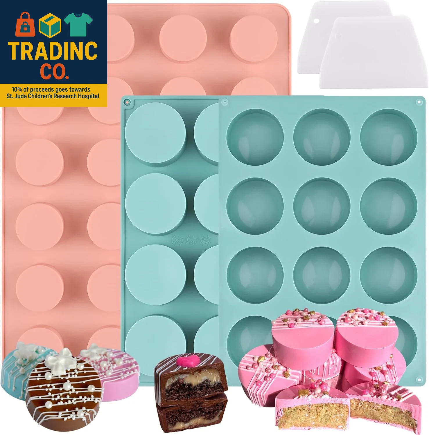Cake Puck Mold Set, Chocolate Covered Cake Silicone Molds, 24-Cavity round Cake