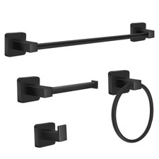 Matte Black Bathroom Hardware Set 4 Pieces,Towel Bar Set Includes 17In Hand T...