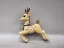 Vintage 1950s Christmas Reindeer Figurine - Soft Rubber, Posable Head, Japan
