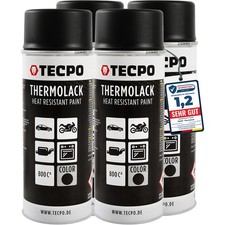 TECPO AUSPUFFLACK 800°C THERMOLACK 4x400ml OFENLACK HITZEBESTÄNDIG SCHWARZ MATT