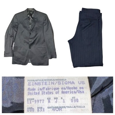 Hugo Boss Men's Einstein Sigma 100% Wool 3-Btn Pinstripe Suit Size 40R USA