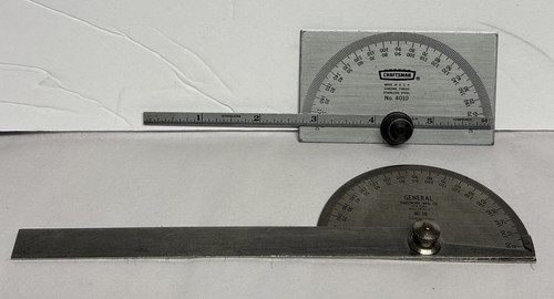 vintage Craftsman No. 4010 protractor & General No. 18 Protractor Made In USA - Picture 1 of 18