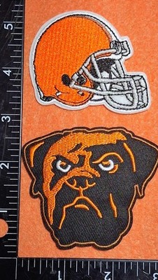2 Qty CLEVELAND BROWNS NFL  FOOTBALL  LOGO IRON ON PATCHES