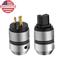 Pair Power Connector Gold Plated US Power Plug IEC Adapter for Power Cable DIY