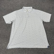 Peter Millar Polo Shirt Mens 2XL White Blue Seaside Performance Golf Casual