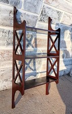 Vintage Mid-century Three Tier Scroll Cut Mahogany Chippendale Style Wall...
