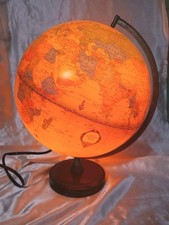 Vintage George F Cram's Antique Illuminated World Globe Light Up~16"H Globe 12"D