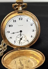 Antique 1919 ELGIN RAMONA GF Dbl Stock 15J Etched Case Pocket Pendant Watch Runs