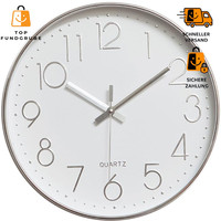 Wanduhr 30Cm Modern Silber Lautlos Analoge Uhr FüR Wohnzimmer KüChe Deko