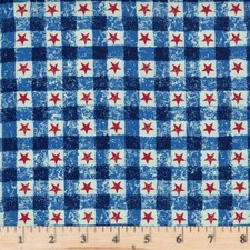 American Plaid Blue Patriotic 4th of July 100 Cotton Fabric By half yard