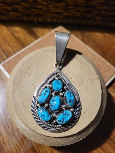 Turquoise and Sterling Silver Native American Pendant