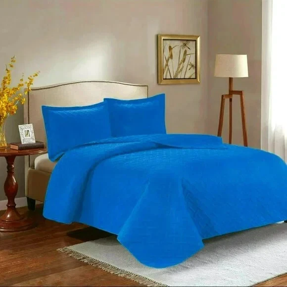 3PC Quilt Bedspread Set Oversized King Indigo Bunting - Image 2 of 4