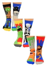 UNITED ODD SOCKS - 6 Pack Boys Zombie Novelty Cotton Odd Socks in Gift Box