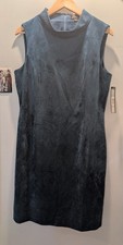 NWT Tahari Sleeveless Sheath Barry Dress Teal Suede Like Stretch Size 12 $138