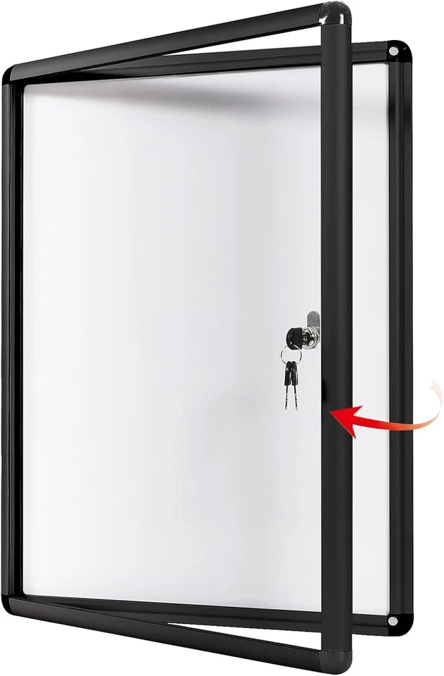 Lockable Magnetic Bulletin Board with Acrylic Door - 26x20 Inches, Black Frame - Image 3 of 4