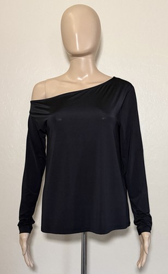 #ad Express Blouse Women Small Black Long Sleeve Shirt Top Round Neck Casual NEW $27.99