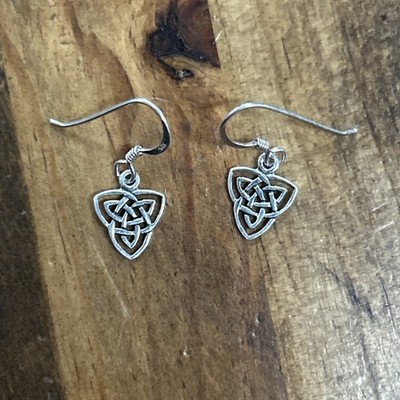 Sterling Silver Trinity Knot Triquetra Trinity Knot Dangle Earrings 1.18 Grams