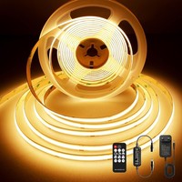 COB LED Streifen 5M Warmweiß 2700K 24V 480 LED Je Meter Netzteil Fernbedienung