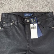 Polo Ralph Lauren Black Lamb Leather Pants Five-Pocket Straight Leg Sz 0 998