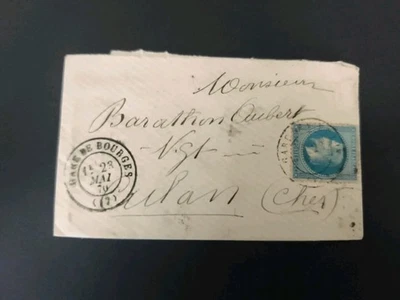 LOT#450 NAPOLEON 29 SUR LETTRE AVEC 2 CAD DE GARE BOURGES VIERZON - Photo 1/2