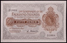 Falkland Islands 50 Pence 1969 - Queen Elizabeth II - P-10 (N2904-T42) BA-M