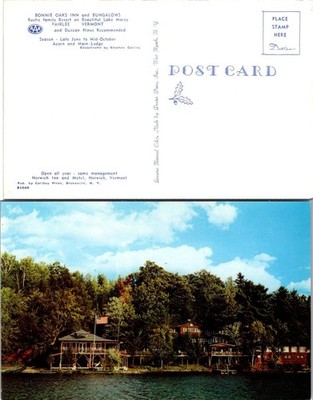 Bonnie Oaks Inn Bungalows Fairlee Vermont Postcard Unposted Lake Morey Resort