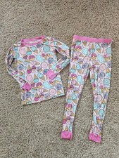 Little Sleepies Pajamas 2 Piece Pink Sweet Treats Long Sleeved Bamboo Size 7/8