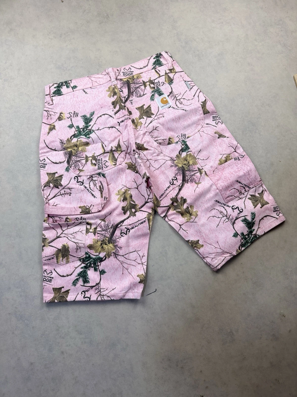 Carhartt Baggy Vintage Style Pink Real Tree Camouflage Camo Jort / Short W36/XL