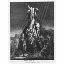 REMBRANDT Descent from the Cross - Antique Print 1870