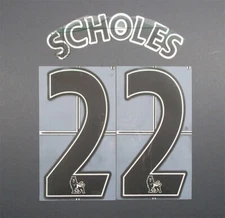 2007 - 2013 OFFICIAL SPORTING ID LEXTRA SCHOLES 22 PLAYER SIZE BLACK NAMESET