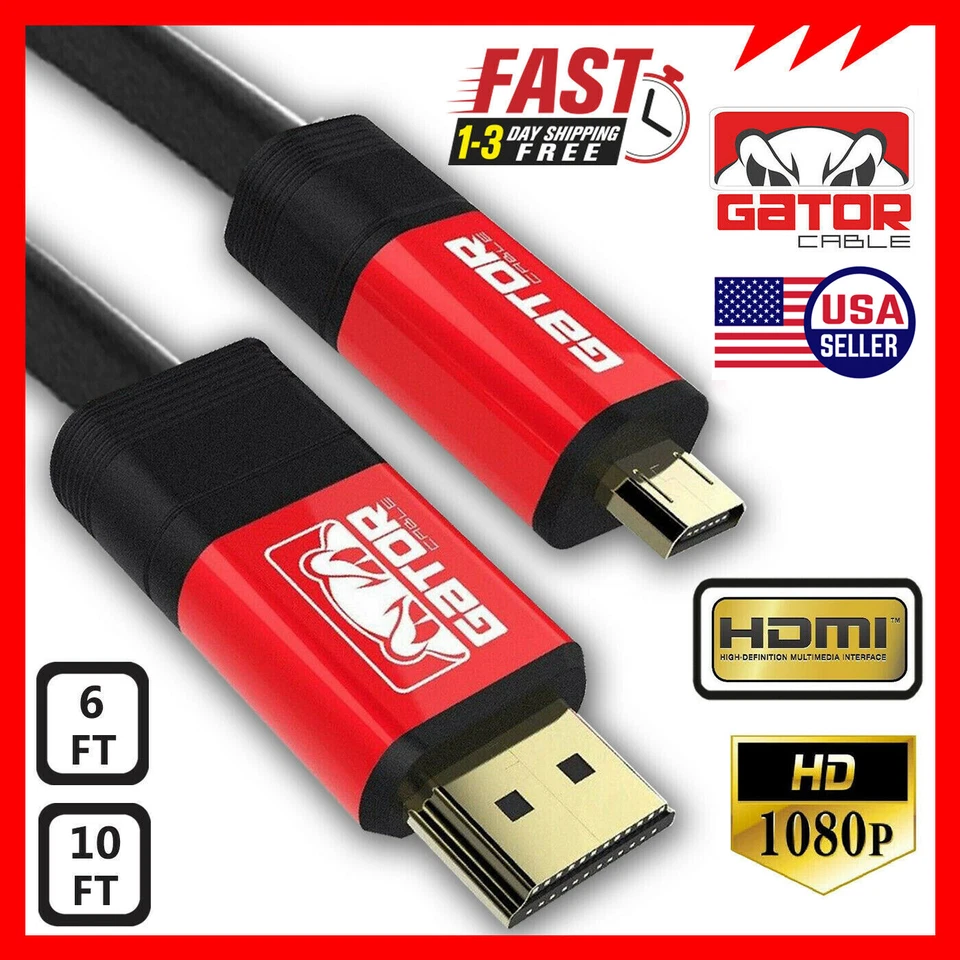 Micro HDMI to HDMI Cable Adapter Converter 4K GoPro HERO 7 6 5 4 3 Camera 60Hz - Image 2 of 4