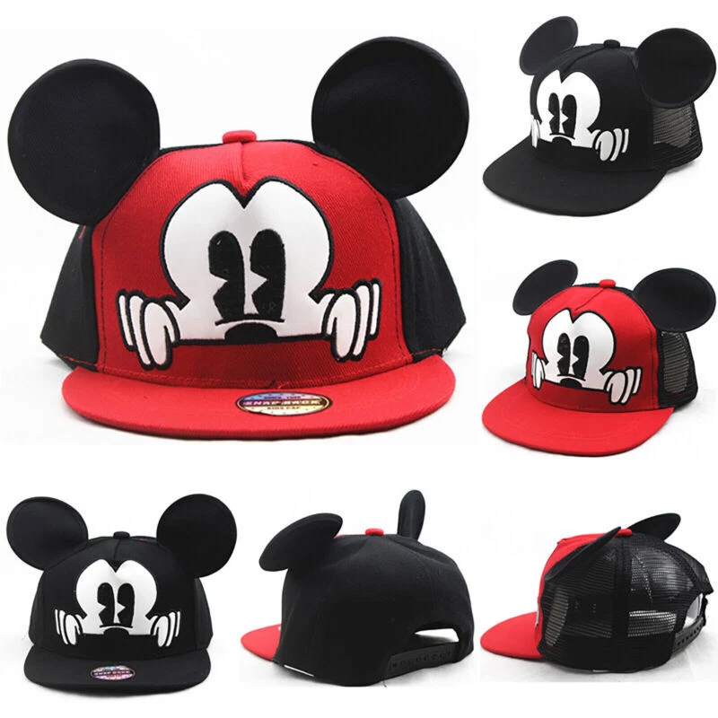Kids Boy Girls Baseball Cap Cartoon Mickey Mouse Ear Snapback Mesh Sun Hat