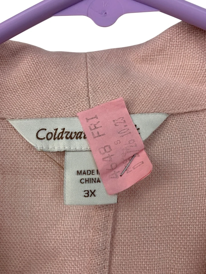 Chaqueta Blazer Coldwater Creek Mujer 3X Plus Rosa Lino Bolsillos Usada en Excelente Condición 8804 Foto 3 de 4