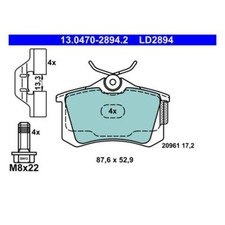 ATE 13.0470-2894.2 Bremsbeläge Bremsklötze Hinten für Audi A2 VW Bora Seat Skoda