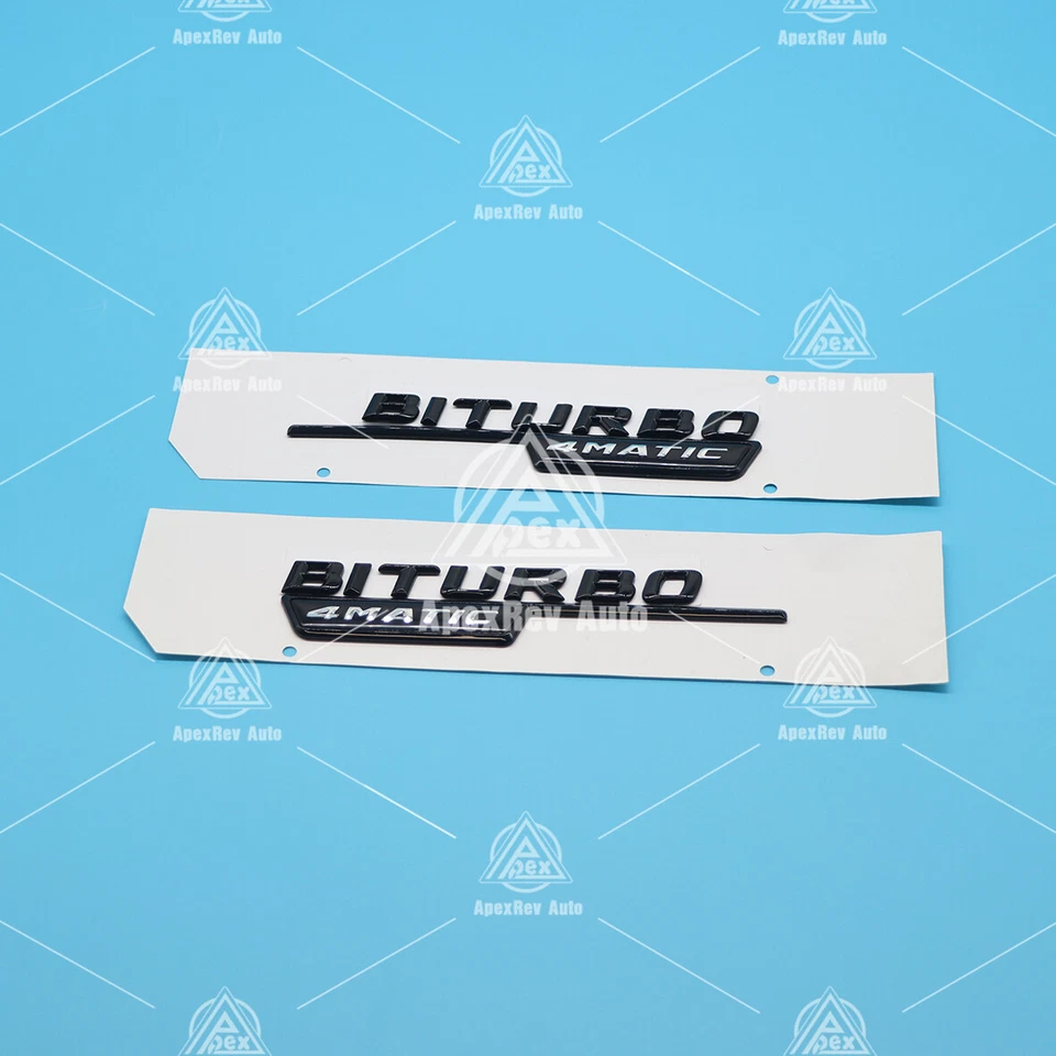 For AMG C43 E43 GLC43 GLE43 BITURBO 4MATIC Emblem Fender Black Badge Fits Decal - Imagem 3 de 4