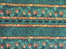 OOP JHK Studio Fabri-Quilt Fabric Jungle Leopards in Bush  Repeating Stripe BTHY