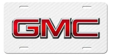 GMC Inspired Art on Simulated White Carbon Fiber Aluminum license plate Tag