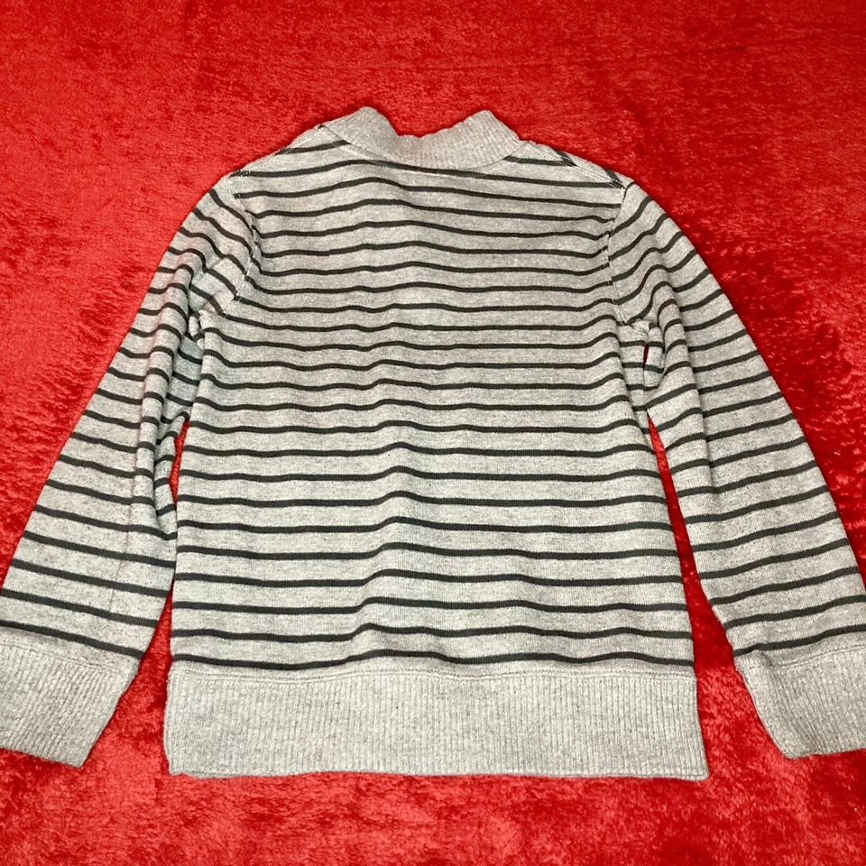 Cherokee Boys Sweater Gray Grey Button Long Sleeve Striped Top Size M 8 to 10 - Image 2 of 3