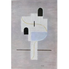 HENRI NOUVEAU BOOKPLATE PRINT ABSTRACT Modern Art 1962 GOUACHE FRENCH MCM GEOMET